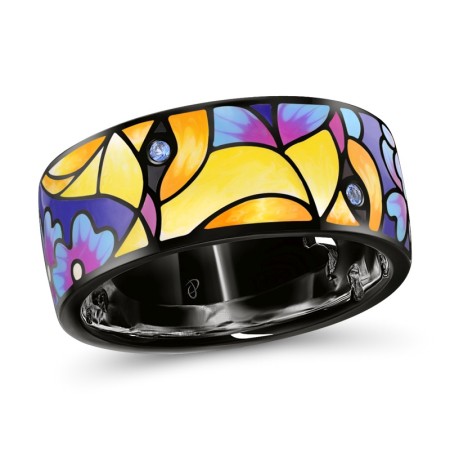 Sterling Silver w/ Black Plating Ring Blue Spinel,Enamel (R310751ENASB925) - US 10