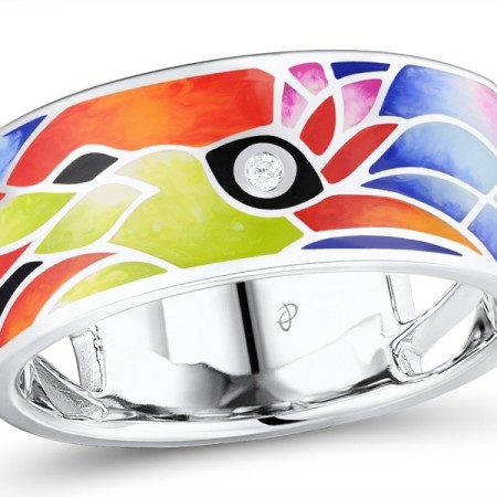 Sterling Silver Ring Enamel,White Cubic Zirconia (R310754ENASL925)