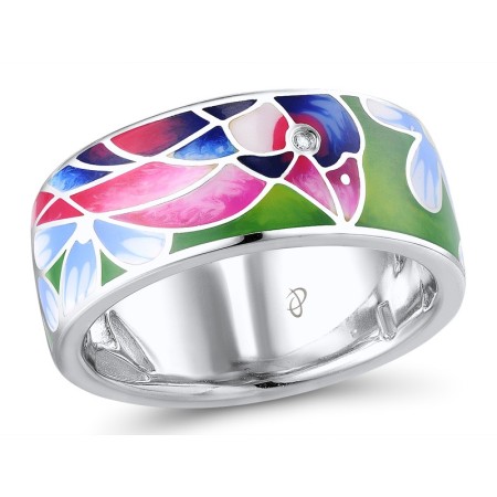 Sterling Silver Ring Enamel,White Cubic Zirconia (R310756ENASL925) - US 7