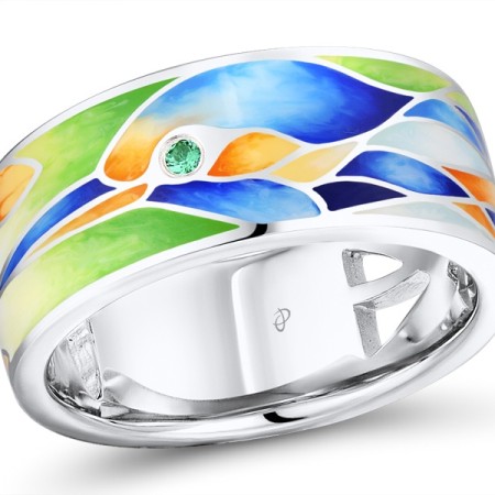 Sterling Silver Ring Enamel,Green Spinel (R310759ENASL925) - US 6