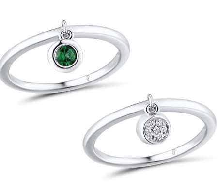 Sterling Silver Ring Green Spinel,White Cubic Zirconia (R310763GSZSL925)