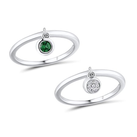 Sterling Silver Ring Green Spinel,White Cubic Zirconia (R310763GSZSL925)