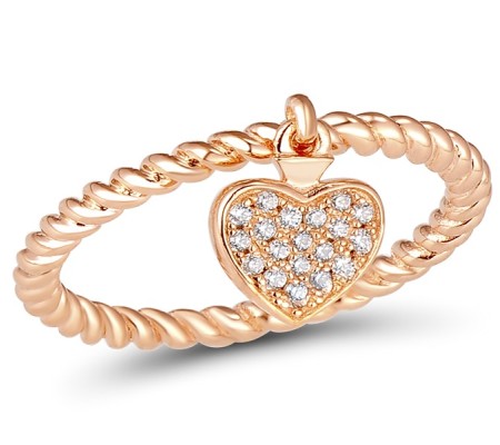 Sterling Silver w/ Rose Plating Ring White Cubic Zirconia (R310768WCZSR925) - US 5