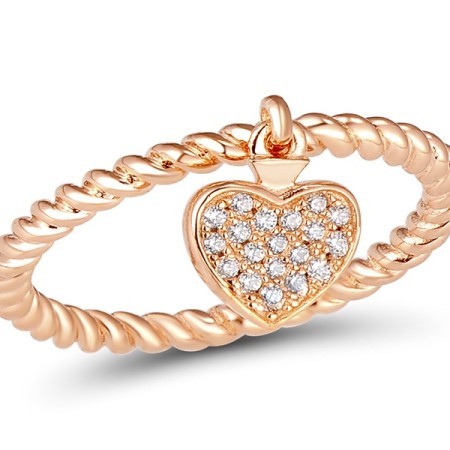 Sterling Silver w/ Rose Plating Ring White Cubic Zirconia (R310768WCZSR925) - US 5