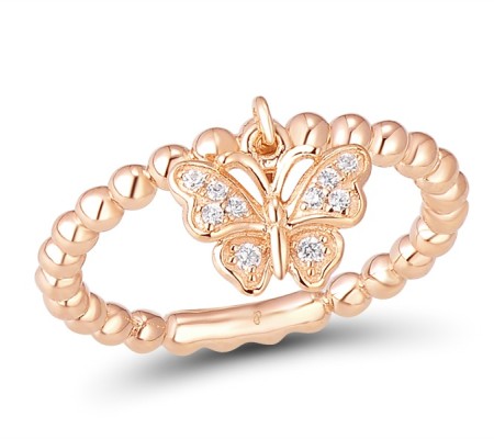 Sterling Silver w/ Rose Plating Ring White Cubic Zirconia (R310771WCZSR925) - US 5