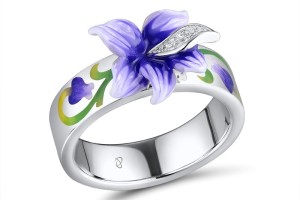 Sterling Silver Ring Enamel,White Cubic Zirconia (R310780ENASL925)