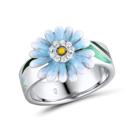 Sterling Silver Ring Enamel,White Cubic Zirconia (R310782ENASL925)