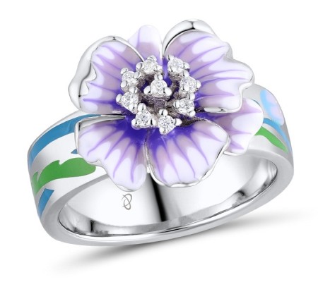 Sterling Silver Ring Enamel,White Cubic Zirconia (R310783ENASL925)