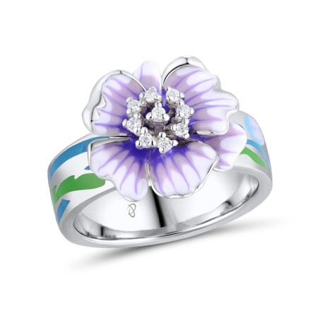Sterling Silver Ring Enamel,White Cubic Zirconia (R310783ENASL925)
