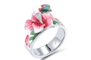 Sterling Silver Ring Enamel,White Cubic Zirconia (R310784ENASL925)