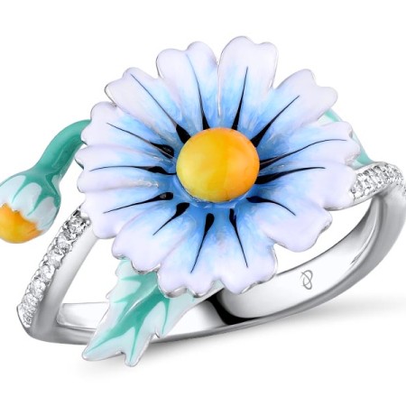 Sterling Silver Ring Enamel,White Cubic Zirconia (R310786ENASL925) - US 5.5