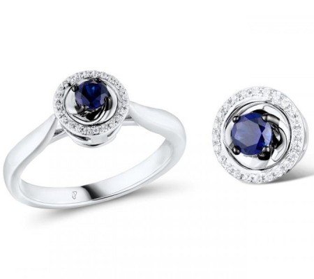 14KWB Ring Created Sapphire,White Cubic Zirconia (R310796CRSZ14KWB)
