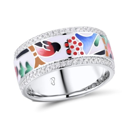 Sterling Silver Ring Enamel,White Cubic Zirconia (R310815ENASL925) - US 6