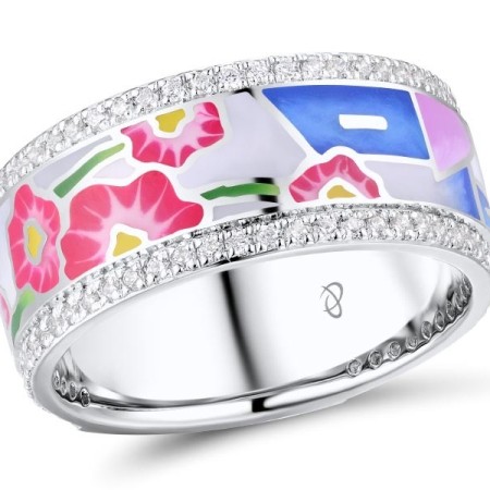 Sterling Silver Ring Enamel,White Cubic Zirconia (R310817ENASL925)