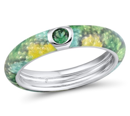 Sterling Silver Ring Enamel,Green Spinel (R310927ENASL925) - US 6