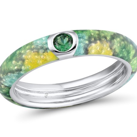 Sterling Silver Ring Enamel,Green Spinel (R310927ENASL925) - US 6