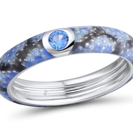 Sterling Silver Ring Blue Spinel,Enamel (R310929ENA1SL925) - US 6