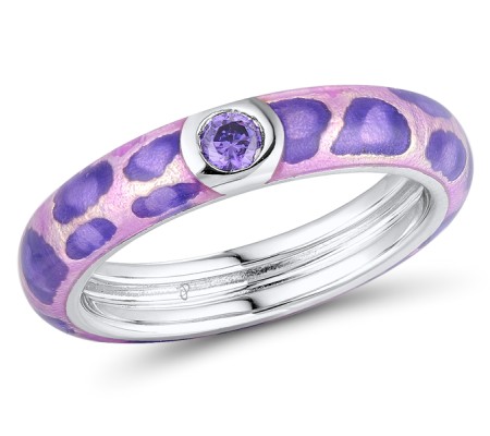 Sterling Silver Ring Amethyst Cubic Zirconia,Enamel (R310931ENA2SL925) - US 6
