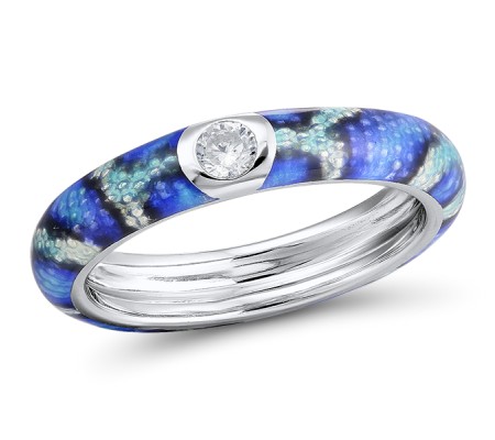 Sterling Silver Ring Enamel,White Cubic Zirconia (R310932ENA1SL925) - US 7.25