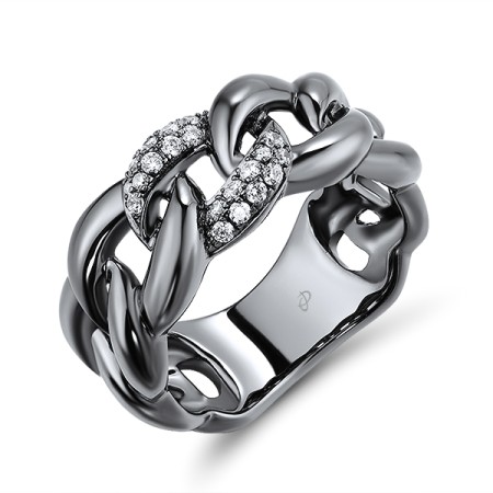 Sterling Silver w/ Black Plating Ring White Cubic Zirconia (R310939WCZSB925)