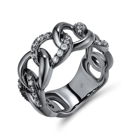 Sterling Silver w/ Black Plating Ring White Cubic Zirconia (R310942WCZSB925)