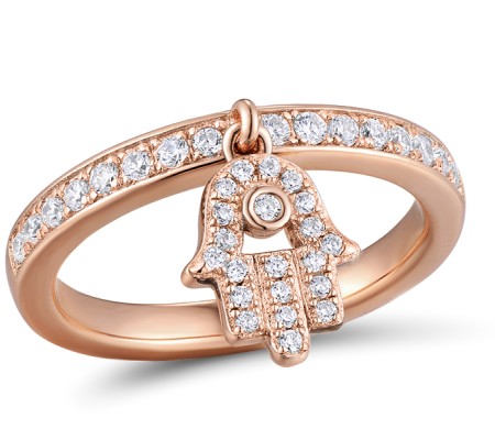 Sterling Silver w/ Rose Plating Ring White Cubic Zirconia (R310946WCZSR925) - US 5