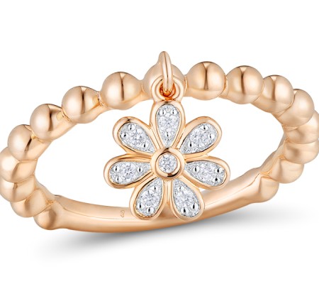 Sterling Silver w/ Rose Plating Ring White Cubic Zirconia (R310963WCZSR925) - US 5