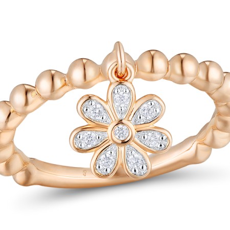 Sterling Silver w/ Rose Plating Ring White Cubic Zirconia (R310963WCZSR925) - US 5