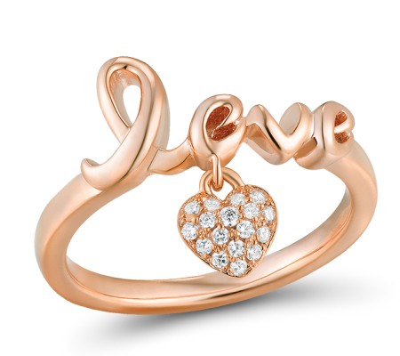 Sterling Silver w/ Rose Plating Ring White Cubic Zirconia (R310975WCZSR925) - US 5