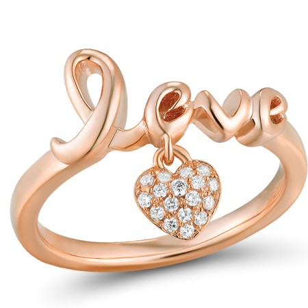 Sterling Silver w/ Rose Plating Ring White Cubic Zirconia (R310975WCZSR925) - US 5