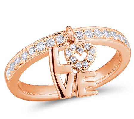 Sterling Silver w/ Rose Plating Ring White Cubic Zirconia (R310976WCZSR925) - US 5