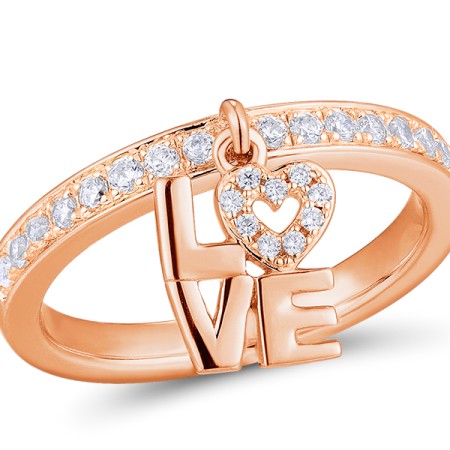 Sterling Silver w/ Rose Plating Ring White Cubic Zirconia (R310976WCZSR925) - US 5