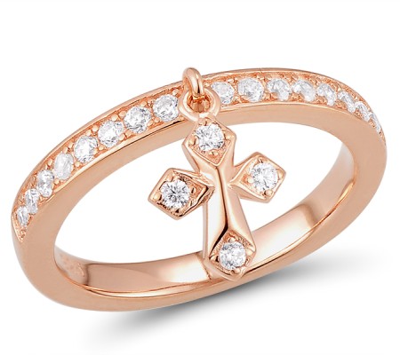 Sterling Silver w/ Rose Plating Ring White Cubic Zirconia (R310977WCZSR925) - US 6