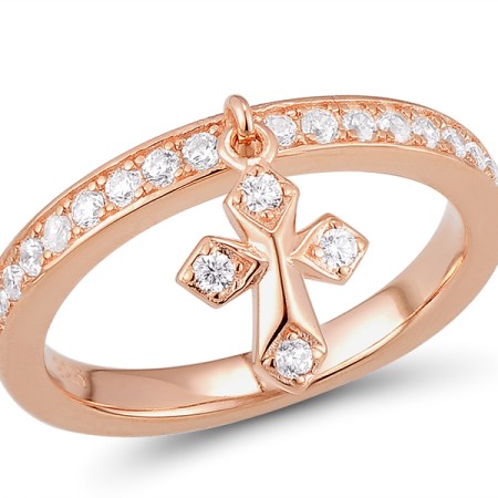 Sterling Silver w/ Rose Plating Ring White Cubic Zirconia (R310977WCZSR925) - US 6