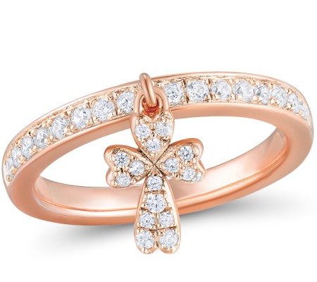 Sterling Silver w/ Rose Plating Ring White Cubic Zirconia (R310978WCZSR925) - US 5