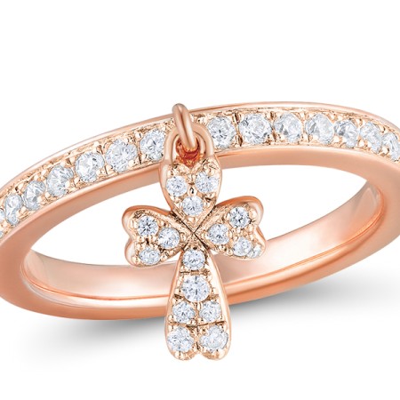 Sterling Silver w/ Rose Plating Ring White Cubic Zirconia (R310978WCZSR925) - US 5