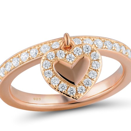 Sterling Silver w/ Rose Plating Ring White Cubic Zirconia (R310979WCZSR925) - US 7