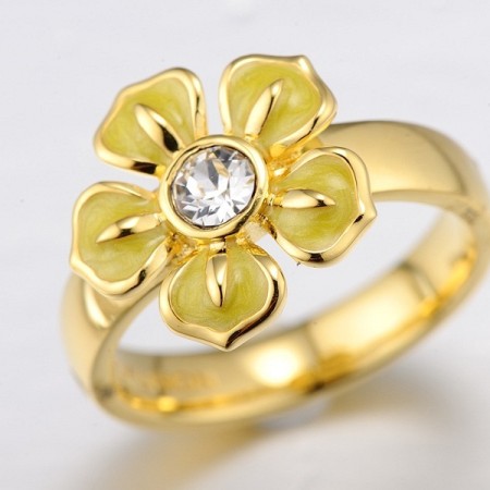 Brass w/ Yellow Gold Plating Ring Enamel,Swarovski 001 (R311055AENA6BRY)