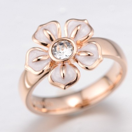 Brass w/ Rose Gold Plating Ring Enamel,Swarovski 001 (R311055AENA8BRR)