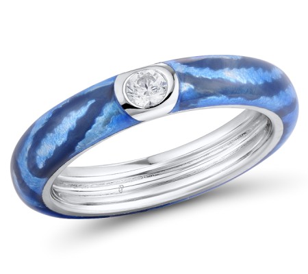 Sterling Silver Ring Enamel,White Cubic Zirconia (R311201ENA1SL925) - US 6