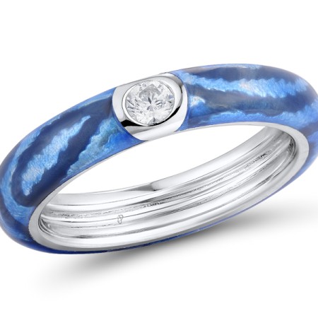 Sterling Silver Ring Enamel,White Cubic Zirconia (R311201ENA1SL925) - US 6