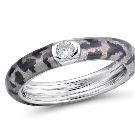 Sterling Silver Ring Enamel,White Cubic Zirconia (R311202ENA2SL925) - US 6