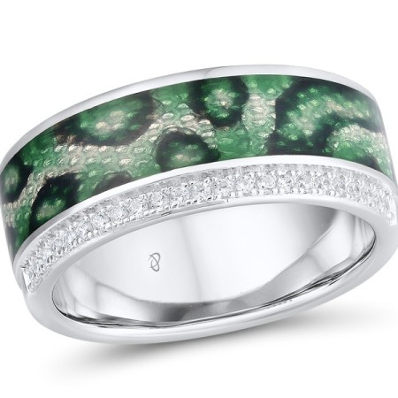 Sterling Silver Ring Enamel,White Cubic Zirconia (R311214ENASL925)