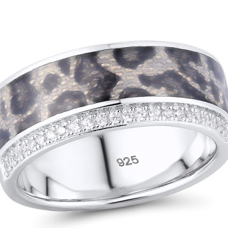 Sterling Silver Ring Enamel,White Cubic Zirconia (R311215ENASL925)