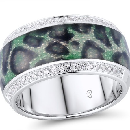 Sterling Silver Ring Enamel,White Cubic Zirconia (R311218ENASL925) - US 6