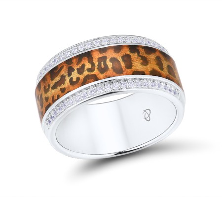 Sterling Silver Ring Enamel,White Cubic Zirconia (R311220ENASL925)