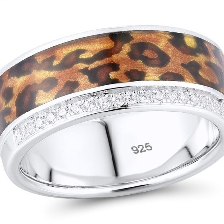 Sterling Silver Ring Enamel,White Cubic Zirconia (R311226ENASL925)