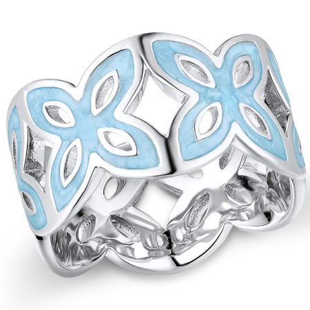 Brass w/ White Gold Plating Ring Enamel (R311251EA4BRW) - US 6