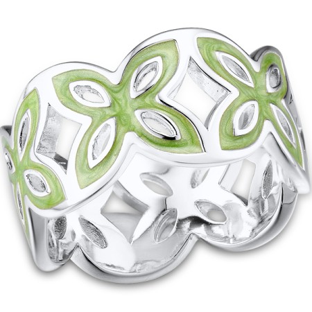 Brass w/ White Gold Plating Ring Enamel (R311251EA7BRW) - US 8