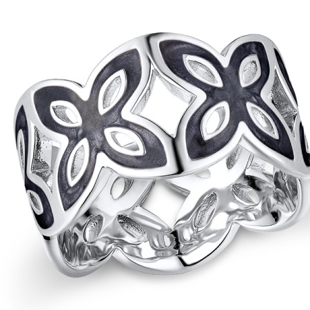 Brass w/ White Gold Plating Ring Enamel (R311251EABRW) - US 8